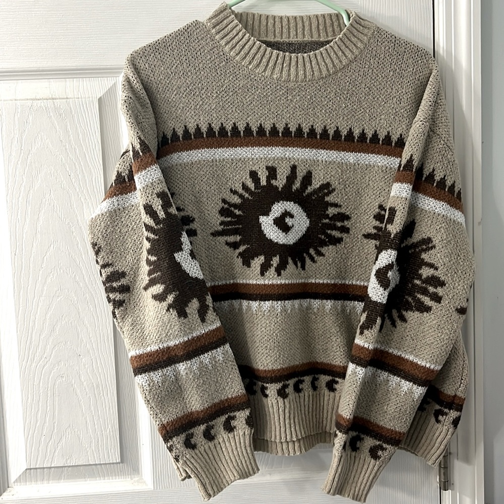 Geo pattern drop shoulder sweater